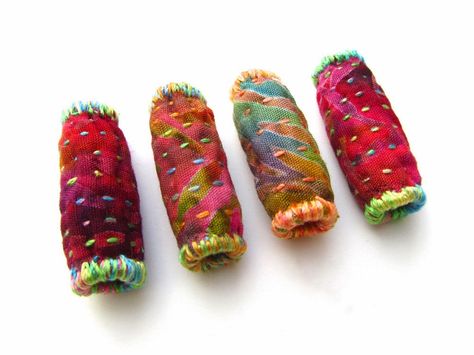 My quilted fabric bead obsession continues...         (Which is good, as they are now selling almost as fast as I can stitch them!)      ... Fiber Art Jewelry, The Obsession, Felt Beads, Beads Pictures, Felt Jewelry, Fiber Jewelry, Fabric Necklace, Quilted Fabric, Quilt Stitching