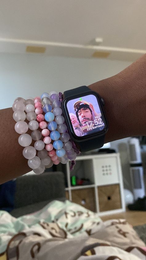 Cute beaded bracelet with apple watch Apple Watch Bracelet Combo, How To Style Apple Watch With Bracelets, Bracelet With Apple Watch, Bracelets With Apple Watch, Bracelets On Wrist, Apple Watch Bracelets, Iphone Obsession, Apple Watches, Wrist Jewelry