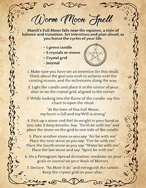 The Worm Moon, also known as Storm Moon (because worms typically come out after a storm) is the name given to March’s Full Moon. It is usually either the last Full Moon before Spring or the first one after the Spring Equinox, when we celebrate Ostara 🌷. Why celebrate the Worm Moon with some Magic? In the Northern Hemisphere, March is the month of the worm. The “worm” here refers to grubs that emerge from their thawing winter hideouts. Lunar Witch, White Magic Spells, Moon Spells, Spells For Beginners, Magia Das Ervas, Easy Spells, Spell Books, Spiritual Bath, New Moon Rituals