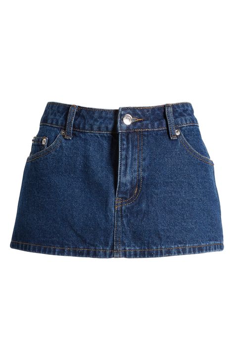 EDIKTED Spencer Low Rise Denim Skirt in Blue at Nordstrom, Size Small Jean Mini Skirt Outfit, Low Rise Denim Skirt, Thrift List, Jeans Mini Skirt, Functional Wardrobe, Mini Denim Skirt, Denim Skirt Outfits, Crochet Skirts, Effortless Outfit