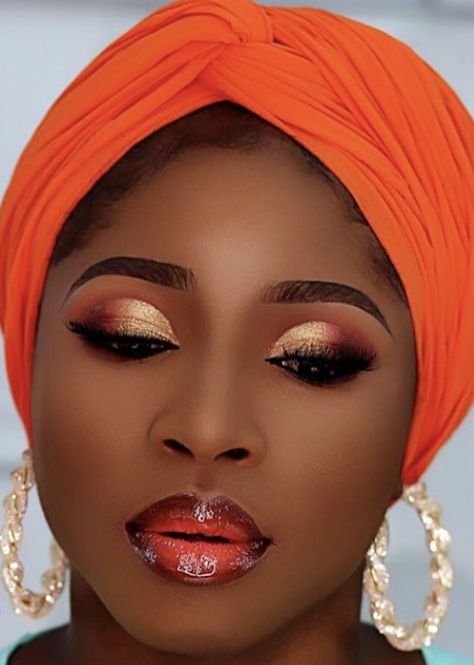 Makeup for black women Black Bridal Makeup, African Makeup, Peach Makeup, Orange Makeup, Makeup For Black Skin, Brown Skin Makeup, Glam Makeup Look, Bold Makeup, Glamour Makeup