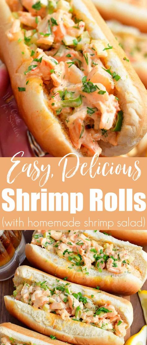 Recipes Using Tiny Shrimp, Boiled Shrimp Salad, Shrimp Rolls Sandwich New England, Shrimp Salad Recipes Using Cooked Shrimp, Tiny Shrimp Recipes Dinners, Shrimp Poboy Sandwich Recipe, Cooked Shrimp Salad, Shrimp Hoagies, Shrimp Lunches