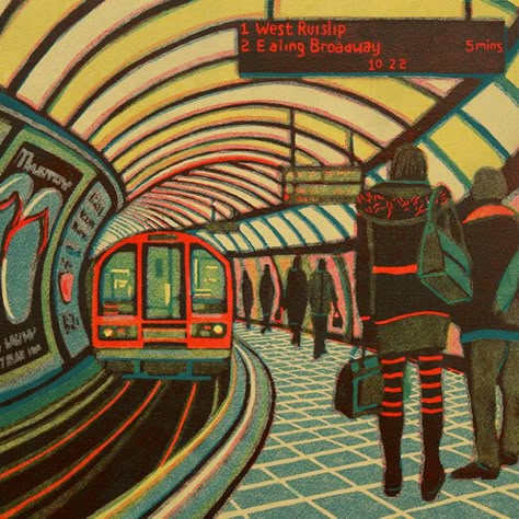 Gail Brodholt, Lino Inspiration, Metro Art, Arte Indie, London Artist, Gcse Art, Arte Inspo, London Underground, Art Collage Wall