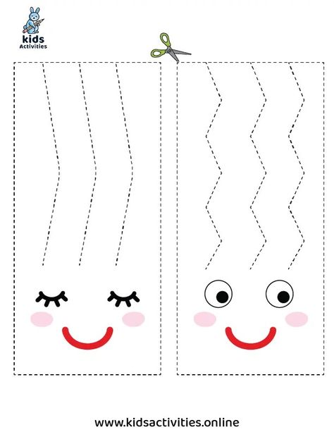 Haircut Scissor Skills Worksheets, Free Printable ⋆ Kids Activities Tracing Skills Preschool, Free Hair Salon Scissor Practice, Fine Motor Skills For Preschoolers Preschool Free Printable, Spring Scissor Practice Preschool, Haircut Scissor Skills, Free Art For Preschoolers, Practice Scissor Skills Preschool, Scissors Skills Activities, Scissor Worksheets Preschool Printables