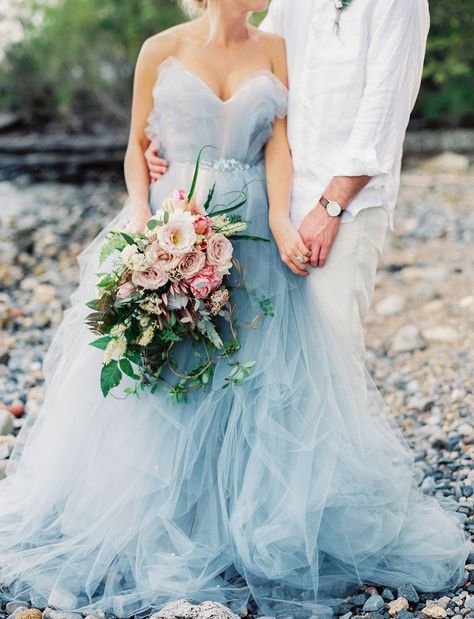 East Made Event Company Maryland Coastal Inspiration Styled Shoot as featured on Green Wedding Shoes. Photo by CJK Visuals, Blue Oceane Wedding Dress by Carol Hannah. Beach wedding inspiration. Bouquet by Mobtown Florals. Venue Plans, Navy Blue Wedding Dress, Blue Tulle Prom Dress, Logo Moodboard, Blue Wedding Gowns, Coastal Wedding Inspiration, Blue Wedding Dress, Mood Bored, Moodboard Inspo