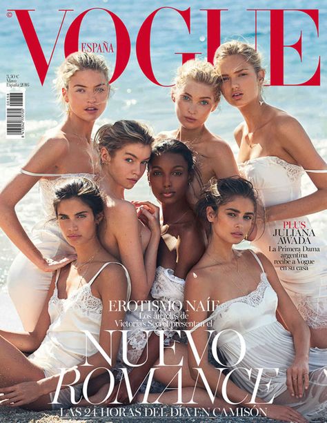 Martha Hunt, Stella Maxwell, Jasmine Tookes, Elsa Hosk, Romee Strijd, Sara Sampaio and Taylor Hill on the cover of "Vogue" Spain's May 2016 issue. Jasmin Tookes, Victoria’s Secret Fashion Show, Mode Editorials, Vogue Magazine Covers, Magazine Vogue, Martha Hunt, Victoria Secret Models, Taylor Marie Hill, Stella Maxwell