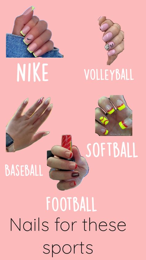 Sports nails Cheer Nails Cheerleading, Sport Nails, Nfl Nails, Basketball Nails, Dance Nails, Sports Nails, Football Nails, Nike Volleyball, Hip Hop Dance