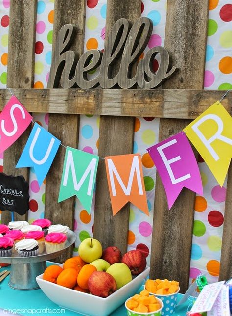 Summer Decor Party, Summer Fun Party Decorations, Summer Work Party Ideas, Summer Day Party, Summer Vibes Party Theme, Schools Out Summer Party, Welcome To Summer Party, Beginning Of Summer Party, Start Of Summer Party