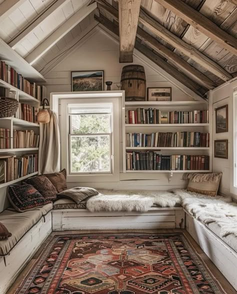 Modern Attic, All About Books, Home Library Rooms, Public Libraries, Home Library Design, Attic Spaces, Attic Remodel, About Books, Study Room Decor