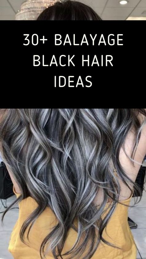 Balayage Black Hair Bayalage Brunette, Fall Balayage, Black And Grey Hair, Gray Balayage, Black Hair Balayage, Subtle Balayage, Black Hair With Highlights, Brunette Balayage Hair, Blending Gray Hair