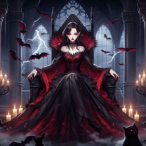 Vampire Princess Aesthetic, Vampire Empress, Female Dracula, Vampire Queen Art, Gothic Girl Art, Vampire Drawings, Vampire Princess, Female Demons, Book Cover Artwork