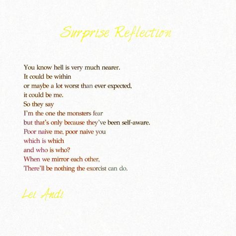 possession . . . ▪︎ written and created by Lei Andi @leileileiwrites 🖊 ▪︎ always thankful ▪︎ 🌸🌺🌻🌷 🖋 a beautiful Wednesday I used one of @imlaurengreen prompts "I'm the one the monsters fear" in her October prompts 🎃 #imlaurengreenprompts Hope you have a lovely day Thank you for being here ✨️ ~ ~ ~ [💗🌸🌷 tags] Aesthetic edit reels poetry writers' community creative writing reading writing pieces journaling logs thoughts and feelings expressed artistically real life experiences expressiv... Unrequited Love Journal Prompts, November Poetry Prompts, Journal Prompts For When Youre Angry, October Prompts, Journal Prompts For Anger Issues, Writing Pieces, Beautiful Wednesday, Unrealized Potential Poem, The Exorcist