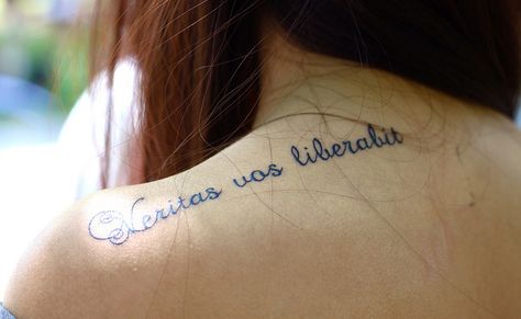 Veritas vos liberabit. The truth will set you free. Veritas Vos Liberabit Tattoo, Veritas Tattoo, Learn Latin, Set You Free, Life Art, Tattoos And Piercings, Tattoo Drawings, I Tattoo, The Truth