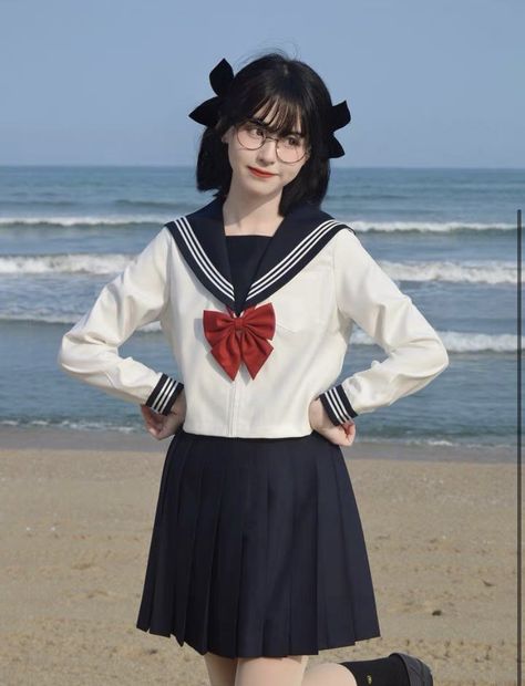 School Outfits Japan, Japanese School Outfits, Japanese Sailor Uniform, Sailor School Uniform, Japan School Uniform, Navy Outfits, Japanese Uniform, Sailor Uniform, Japan Outfit