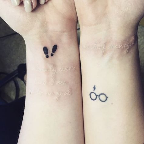 80+ Matching Harry Potter Tattoos For Couples Who Will "Always" Stay Together Matching Harry Potter Tattoos, Tiny Harry Potter Tattoos, Hp Tattoo, Tattoos For Women Flowers, Harry Potter Tattoos, Harry Potter Tattoo, Matching Couple Tattoos, Mermaid Tattoos, Diy Tattoo