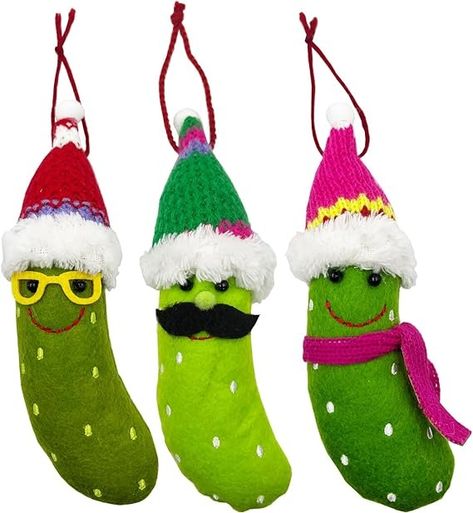 Amazon.com: 3 pcs Pack Felt Pickle Christmas Tree Ornaments : Home & Kitchen Felt Pickle, Christmas Pickle Ornament, One Is Fun, Woody Birthday, Pickle Ornament, Christmas Pickle, Felt Craft Projects, Felt Ornaments Patterns, Felt Crafts Christmas