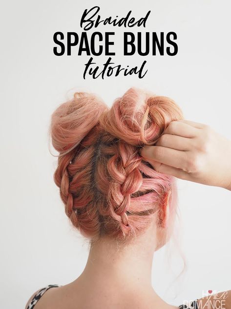 Space Bun Rave Hair, Upside Down Braids Into Buns, Space Buns Scrunchie, Space Buns With Braids Tutorial, Space Buns Tutorial Medium Hair, Space Buns That Stay, Easy Braided Space Buns, Space Buns Updo, Braid Buns For Long Hair