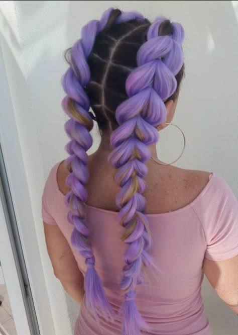 Braided Colored Hair Extensions, Mermaid Hair Braid, Dragon Braids With Extensions, Rave Braids Extensions, Braids With Fake Hair, Big Braided Hairstyles, Braids With Color Extensions, Festival Braids With Color Extensions, Dragon Braid Hairstyles