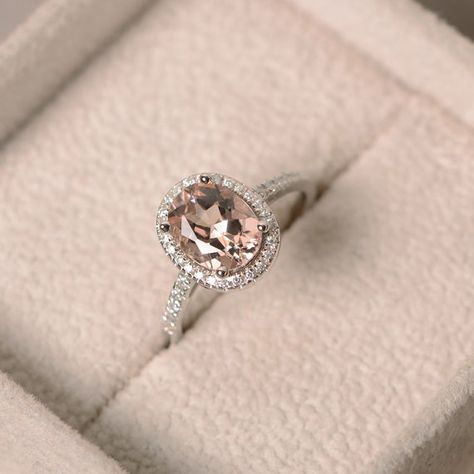 Gemstone Engagement Rings Silver, Pink Gemstone Engagement Rings, Engagement Rings Pink, Vintage Halo Ring, Morganite Wedding Rings, Rings Pink, Engagement Rings Affordable, Wedding Rings Halo, Morganite Ring