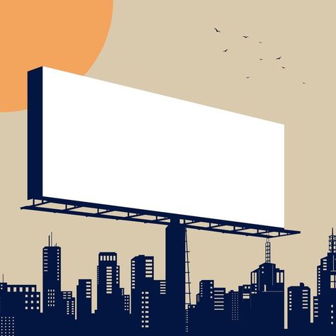 Billboard Drawing, Billboard Illustration, Empty Billboard, Urban Buildings, Aesthetic Drawings, Vector Silhouette, Logo Design Creative, Design Creative, Vector Photo