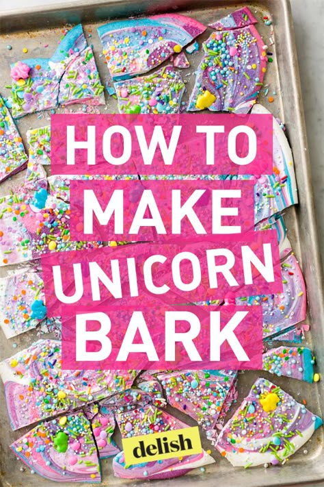 We Turned Pinterest's Favorite No-Bake Treat Into a Magical Easter Dessert  - Delish.com Unicorn Bark, Cake Brownie, Magical Party, Shopkins Party, Shopkins Birthday, Fiesta Tropical, Dessert Party, Unicorn Foods, S'mores