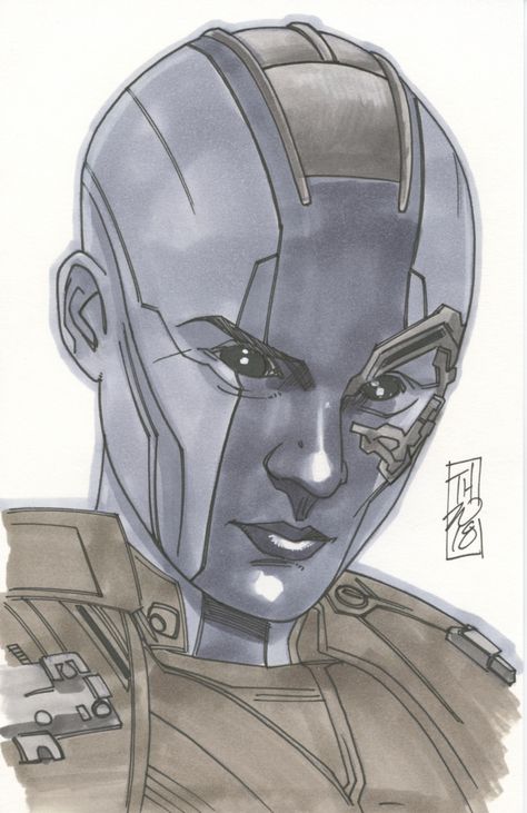 Nebula Drawing Marvel, Marvel Nebula, Nebula Drawing, Marvel Characters Drawings, Nebula Marvel, Galaxy Drawings, Marvel Art Drawings, Comic Book Drawing, Marvel Drawings