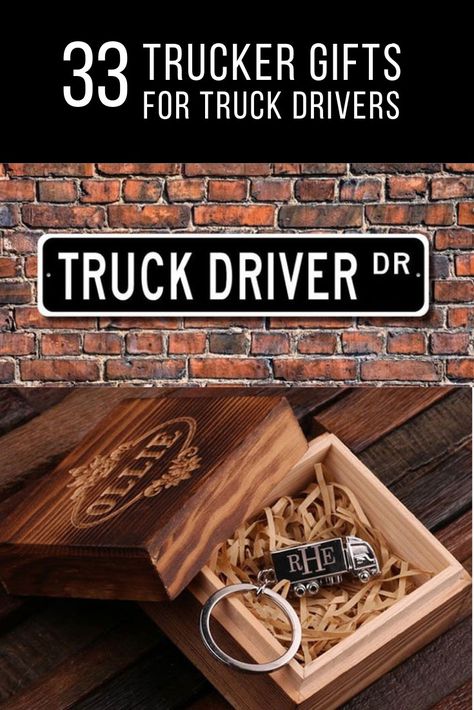 33 Cool Trucker Gifts For Truck Drivers! Here we have a comprehensive list of unique gifts for truck drivers. Discover the best gift ideas for the truckie in your life today! Truck Driver Appreciation Gifts, Truck Driver Retirement Party Ideas, Trucker Wedding, Gifts For Truck Drivers, Truck Driver Wife, Good Gift Ideas, Truck Life, Tow Truck Driver, Truck Driver Gifts