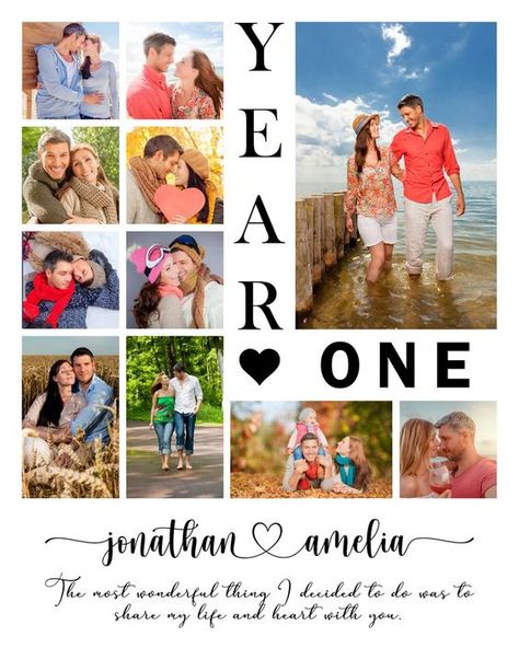 Buy Personalize 1st Year Anniversary Photo Collage for Husband Online in India - Etsy Gift Ideas For 1 Year Anniversary, Anniversary Collage Template, Wedding Anniversary Husband, Anniversary Template, Anniversary Quotes For Couple, Photo Collage Ideas, Anniversary Photo Collage, Anniversary Collage, 1st Year Anniversary