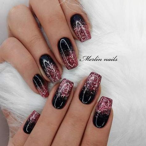 Great Nail Art Designs Glitter Nails Diy, Nails Sparkly, Ombre Gel Nails, Maroon Nails, Pink Glitter Nails, Nails Nude, Her Nails, Makijaż Smokey Eye, White Nail Designs