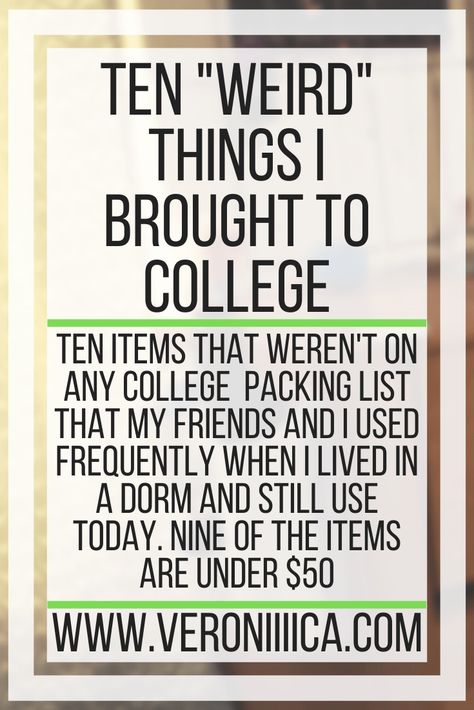 10 Weird Things I Brought To College | Veroniiiica College Productivity, College Dorm List, College Packing List, College Dorm Checklist, Dorm Checklist, College Packing Lists, College Checklist, College Resources, College Dorm Room Essentials