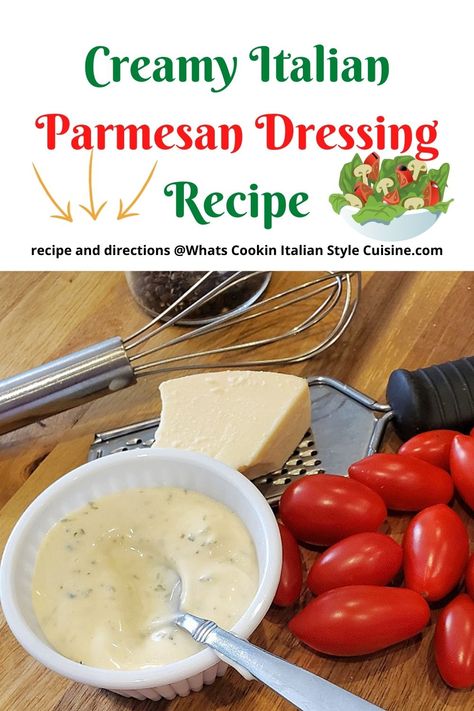 Creamy Italian Parmesan Dressing Recipe Authentic Italian Salad Dressing, Pepper Parmesan Dressing, Creamy Parmesan Dressing Recipe, Parmesan Peppercorn Dressing, Parmesan Dressing Recipe, Creamy Parmesan Dressing, Jarred Vegetables, Italian American Food, Creamy Salad Dressing