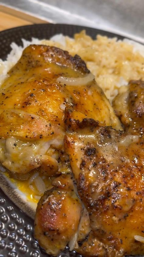 Quick and Cheap Chicken Dinner (Under 15$), Follow For More in 2022 | Food videos cooking, Yummy comfort food, Chicken dishes recipes Chicken Thigh Dinner, Smothered Chicken, Southern Recipes Soul Food, Soul Food Dinner, Fall Dinner Recipes, Chicken Dishes Recipes, Food Videos Cooking, Chicken Dinner Recipes, Interesting Food Recipes