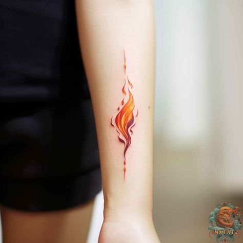 Geometric Flame Tattoo, Ankle Fire Tattoo, Fire Angel Tattoo, Dragon Flames Drawing, Tattoos Of Fire, I Am The Fire Tattoo, Fire Element Tattoo Ideas, Fire Themed Tattoos, Dragon Blowing Fire Tattoo