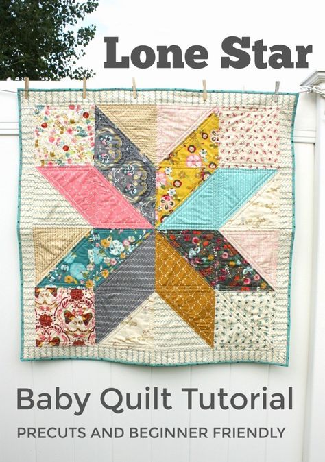 Make this simple, classic star quilt with a fun, fast and free tutorial from Diary of a Quilter! Large Square Quilt Patterns, Easy Baby Quilt Patterns Free, Simple Baby Quilt Patterns, Modern Baby Quilts, Quilt Cabinet, Simple Baby Quilt, Modern Baby Quilt Patterns, Free Baby Quilt Patterns, Sports Quilts