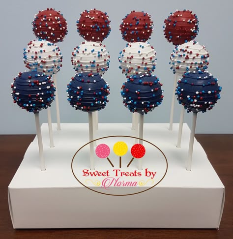 Cake Ball Design Ideas, Memorial Day Cakesicles, Olympic Cake Pops, Firework Cake Pops, Fourth Of July Cakepops, American Flag Cake Pops, 4th Of July Cakepops, July 4th Cake Pops, Red White And Blue Cake Pops