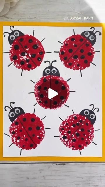 Kidscraftbarn on Instagram: "Sponge printed ladybugs 🐞 Follow along for crafts! 

#springcrafts #ladybugs #easycrafts #craftsforkids" Creative Arts For Kindergarten, Ladybug Art Craft For Kids, Ladybug Crafts For Toddlers, Sponge Activities For Kids, Insects Activities Preschool, Creative Arts Activities For Preschool, Insects Activities For Kids, Insects Crafts For Kids, Ladybug Crafts Preschool