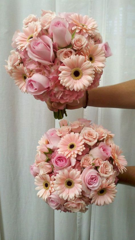 Pink Daisy Wedding Bouquet, Pink Roses And Daisy Bouquet, Pink Gerbera Bouquet, Wedding Bouquets Gerbera, Roses And Daisies, Pink Daisy Bouquet, Gerbera Daisy Bouquet Wedding, Gerbera Daisy Flower Arrangements, Gerbera Wedding Bouquet