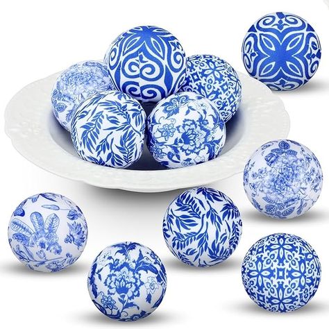 Amazon.com: Ceenna 12 Pcs Decorative Balls 2.36" Chinoiserie Centerpiece Bowl Filler Fabric Wrapped Balls Farmhouse Decorations for Party Holiday Trays Vases Basket Table(Fabric,Bright Style) : Home & Kitchen Chinoiserie Centerpiece, Chinoiserie Wedding, Basket Table, Table Fabric, Chinese Style Design, Farmhouse Decorations, Christmas Porcelain, Chinoiserie Christmas, Cobalt Blue Vase