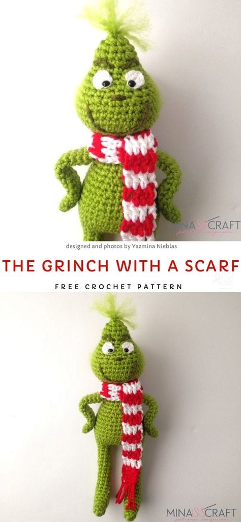 Grinch Inspired Crochet Ideas - Crochet Grinch, Crochet Decorations, Crochet Christmas Hats, Winter Crochet, Crochet Eyes, Crochet Santa, Crochet Geek, Crochet Winter, Holiday Crochet