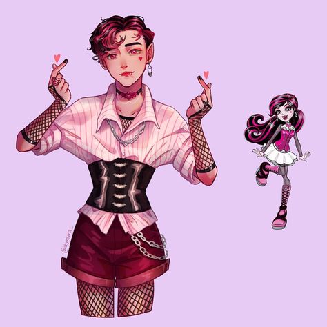 Draculaura Genderbend Fanart, Genderbent Draculaura, Monster High Draculaura Fanart, Monster High Male Characters, Genderbend Monster High, Monster High Fanart Draculaura, Draculaura Genderbend, Male Draculaura, Monster Boy Oc