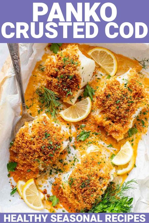 Panko Crusted Cod Fish Crusted Flounder Recipes, Frozen Cod Recipes Baked, Cod And Gnocchi, Crusted Cod Baked, Cod Baked, Low Cholesterol Cod Recipes, White Fish Dinner Ideas, Mild Fish Recipes, Porgies Recipes Fish