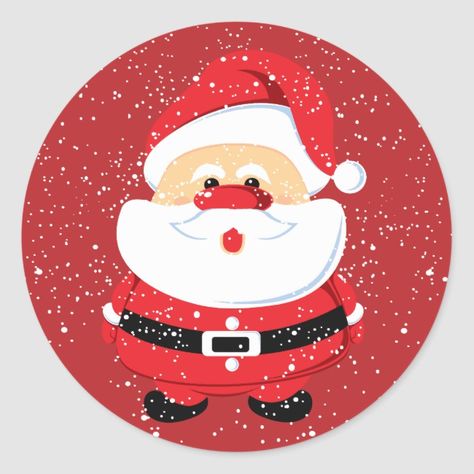 Cute Santa Claus Christmas custom Classic Round Sticker #custom #santa #christmas #red #black #ClassicRoundSticker Custom Holiday Gifts, Cute Santa Claus, Spiderman Theme, Santa Claus Is Coming To Town, Painted Rocks Craft, Cute Santa, Christmas Custom, Decoupage Vintage, Santa Claus Christmas