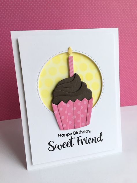 I'm in Haven Paper Birthday Cards, Cupcake Birthday Cards, Happy Birthday Cards Diy, Cupcake Cards, Cupcake Card, Cupcake Birthday, Diy Cupcakes, Polka Dot Background, Birthday Cupcake