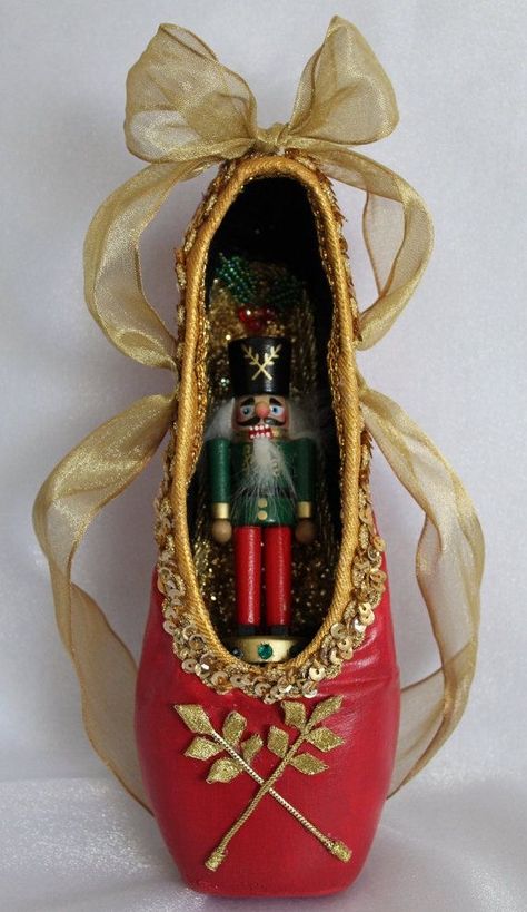 Decorated Pointe Shoes, Ballet Crafts, Ballet Nutcracker, Kristina Webb, Nutcracker Christmas Decorations, Pointe Shoe, Ballet Shoe, Nutcracker Ballet, Point Shoes