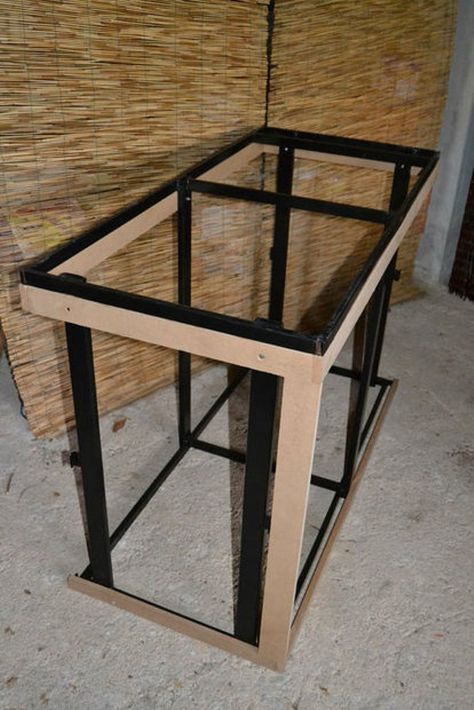 Aquarium stand from steel and wood Room Aquarium, Diy Aquarium Stand, Fish Tank Cabinets, Terrarium Stand, Aquarium Cabinet, Aquarium Stands, Wall Aquarium, Aquarium Set, Fish Tank Stand