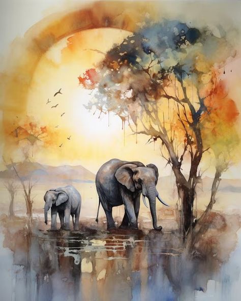 Watercolour Elephant, Watercolor Elephant, Elephant Painting, Loose Watercolor, Mini Paintings, Watercolour Painting, Watercolor Art, Watercolor Paintings, Elephant