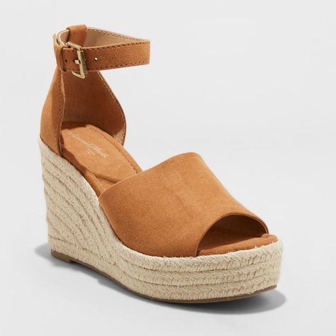 Espadrilles Chanel, Tan Wedges, Brown Wedges, Espadrille Sandals, Sport Sandals, Tan Suede, Wedge Espadrille, Universal Thread, Womens Shoes Wedges