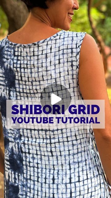 Geraldine Kok-Berman on Instagram: "Comment “Grid” for the YouTube tutorial link to be sent directly to your DMs. This tutorial goes into details about the grid preparation, folding, stitching and binding process for creating this 1/2 inch grid pattern.
In the DMs, I will also include the online sewing course link that guides you to creating a tank top with side openings and side straps like the one you see in the reel.
Dye used is @ritdye All-Purpose Navy Blue
#sewwithgeri #geriinstitches #tiedye #shibori #stitched #stitching" Shibori Techniques Tutorials, Shibori Tutorial, Tie Dye Folding Techniques, Shibori Textiles, Fabric Dyeing Techniques, Shibori Techniques, Shibori Pattern, Shibori Print, Sewing Courses