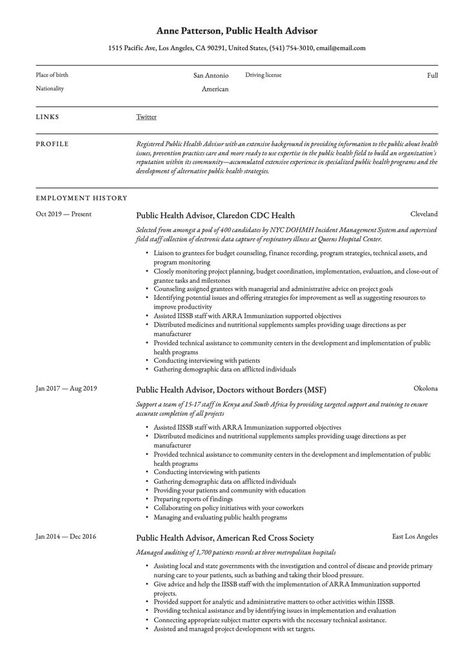 Professional Public Health Advisor Resume Template Photographer Resume, Chef Resume, Retail Job, Business Resume Template, Tell Me About Yourself, Business Resume, Process Engineering, Resume Summary, Writing Guide