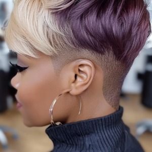 🍂 Fall Pixie Haircut Ideas for Black Women 🍂 – Black Girls Hair Rocks Pixie Hairstyles With Shaved Sides, Undercut On Black Women, Copper Pixie Cut Black Women, Two Tone Pixie Cut, Short Burgundy Hair Black Women, Ash Blonde Pixie Haircut Black Women, Hair Color Ideas For Pixie Haircut, Short Pixie Cuts For Black Women, 27 Piece Quick Weave Pixie Black Women